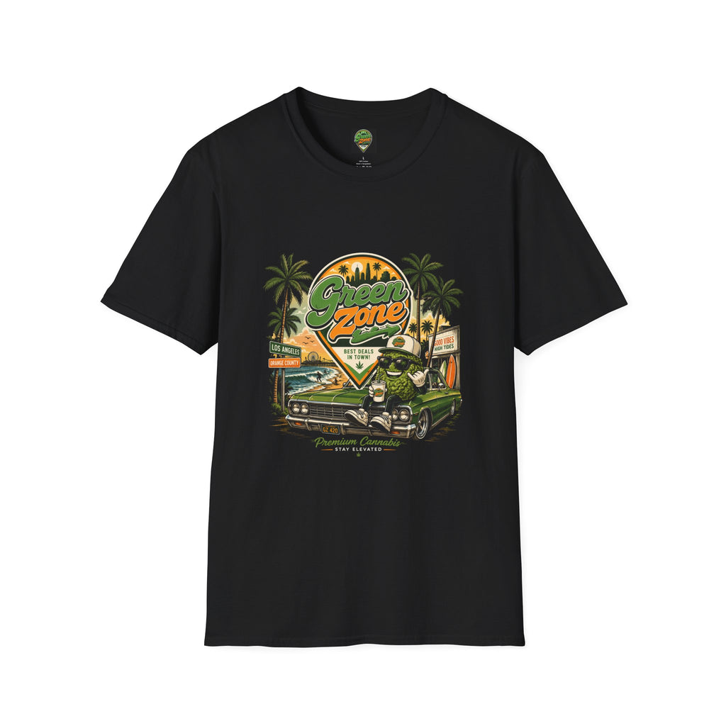 Green Zone Retro Palm Beach Surf Vibes Tee