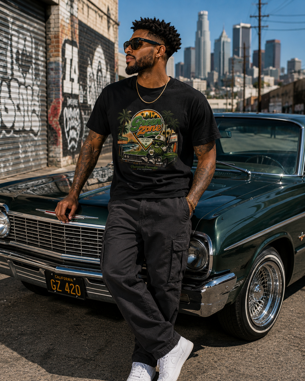 Green Zone Retro Palm Beach Surf Vibes Tee