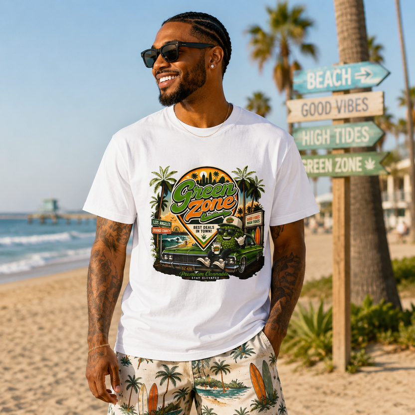 Green Zone Vintage Palm Beach Surf Graphic Tee