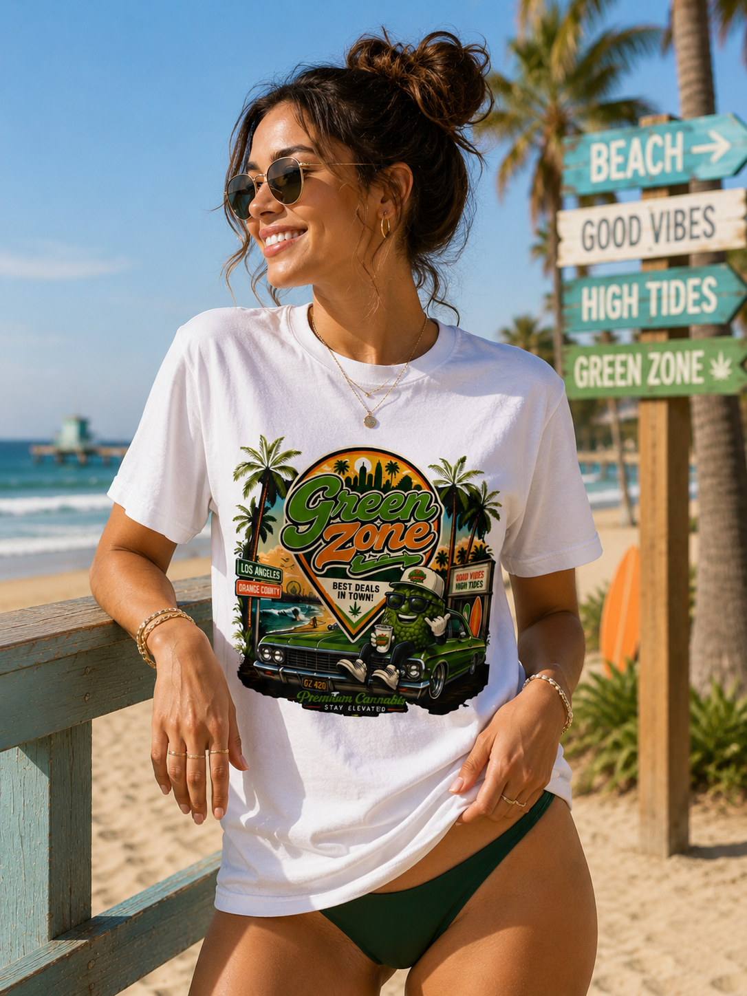 Green Zone Vintage Palm Beach Surf Graphic Tee