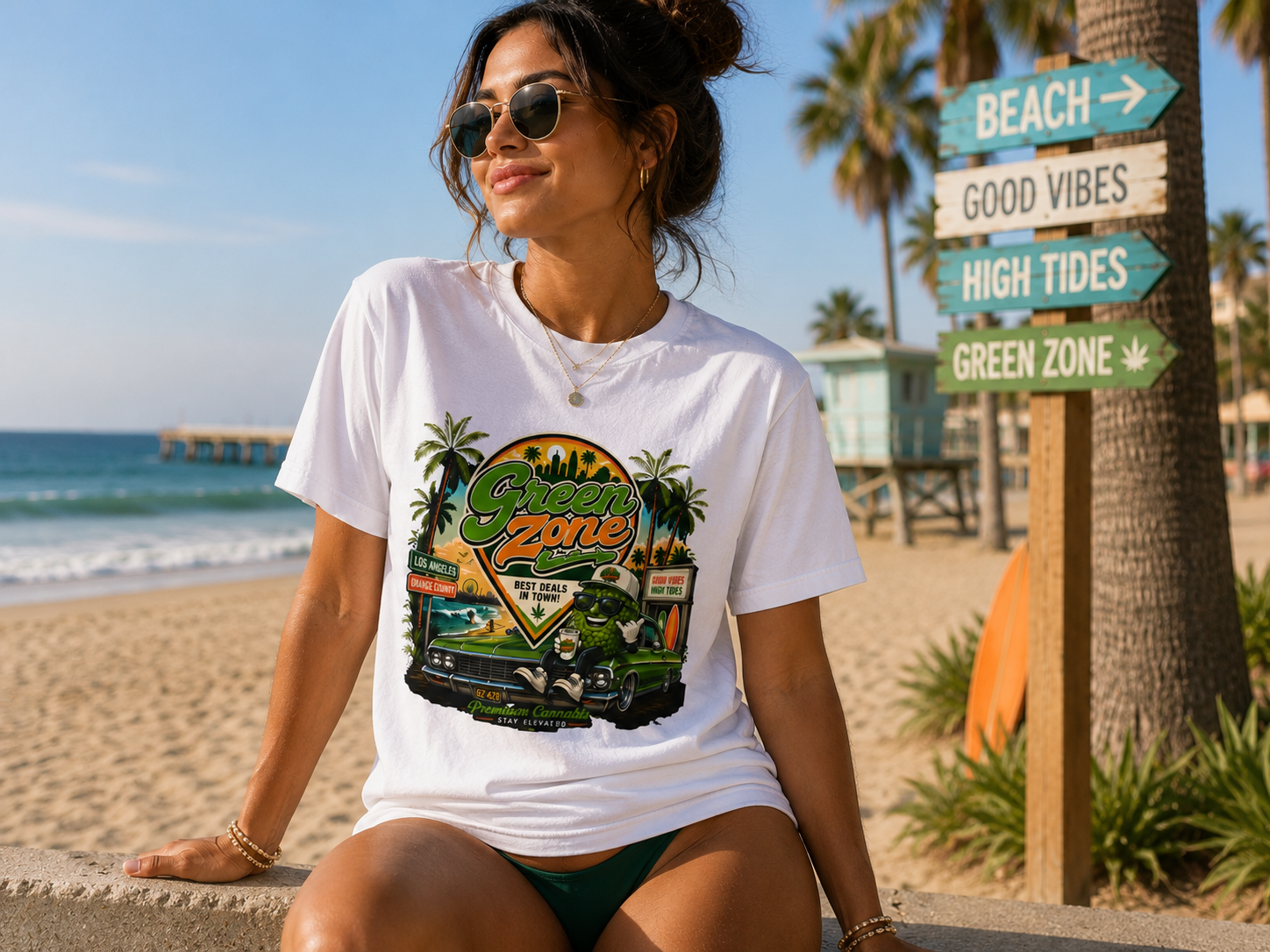 Green Zone Vintage Palm Beach Surf Graphic Tee