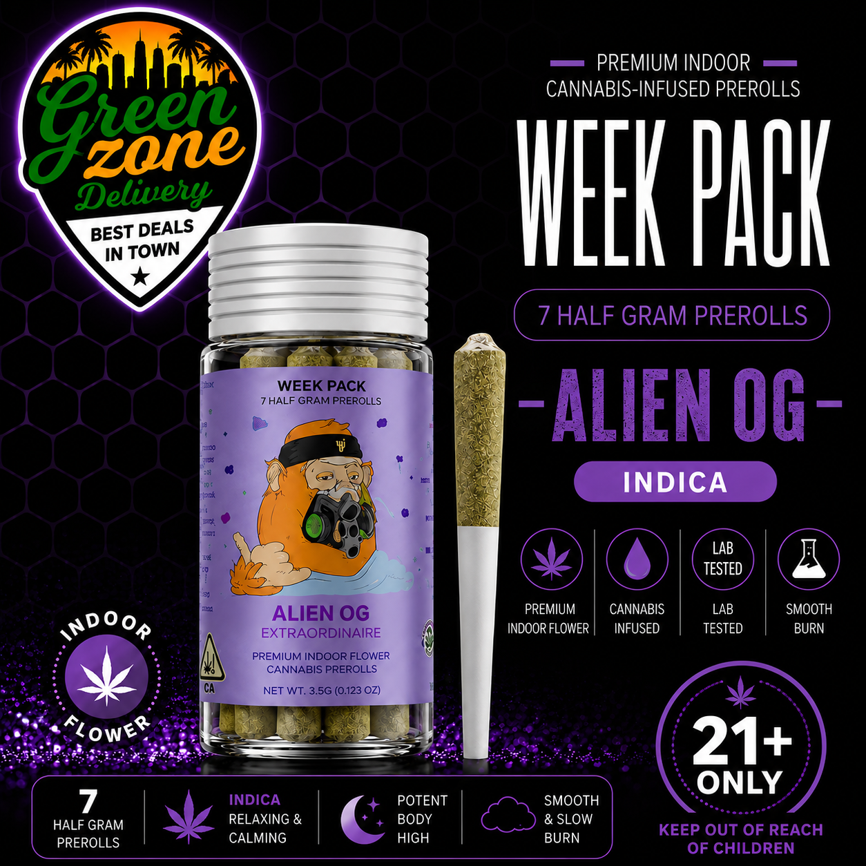 Ape Premium I Alien OG Diamond Infused Mini Joints - 7 Pack