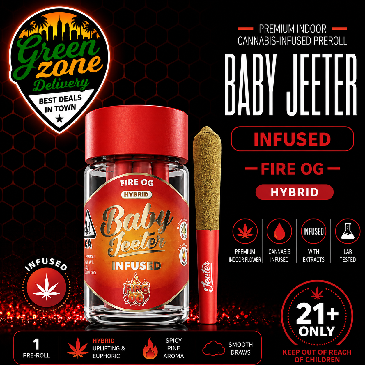Baby Jeeter Fire OG Infused Pre-Roll | 1g