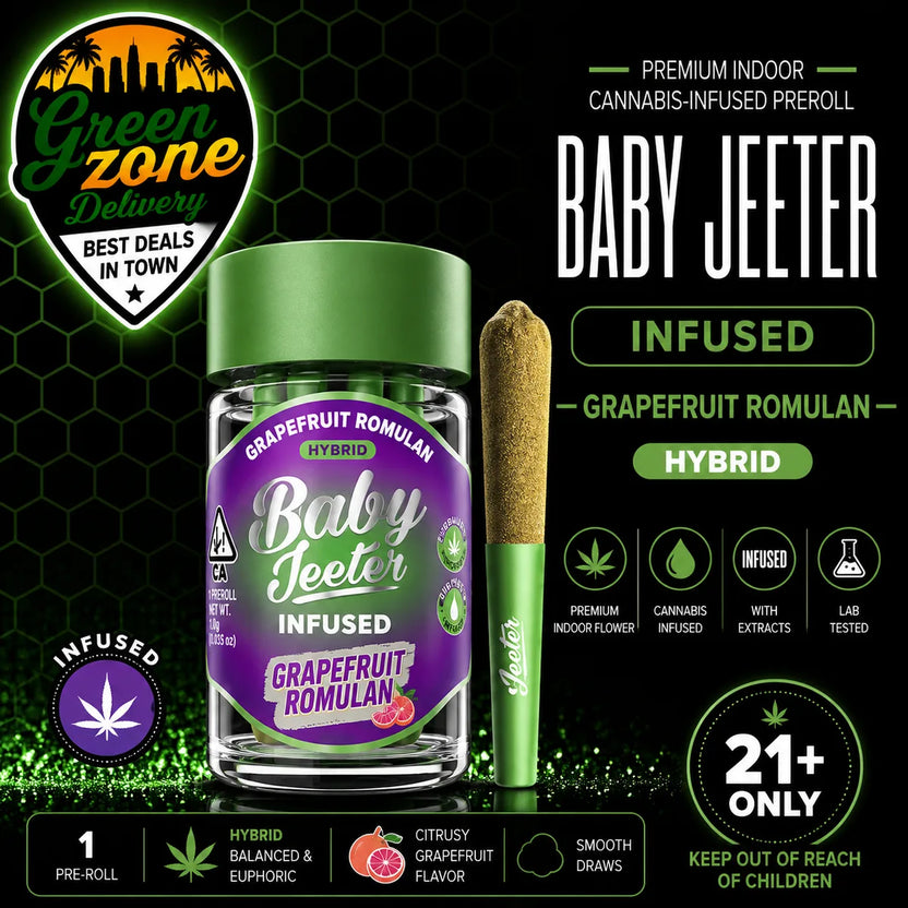 Baby Jeeter Grapefruit Romulan Infused Pre-Roll 5 Pack Green Zone Delivery Product Image