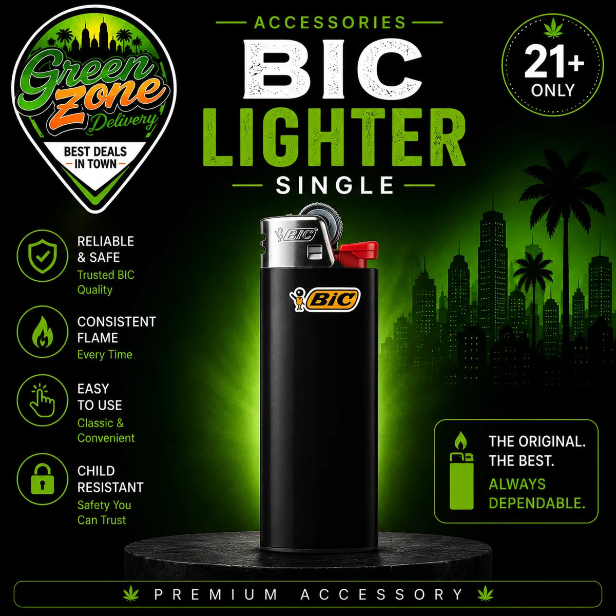 BIC Lighter Single Green Zone Delivery Accessory Product Image
