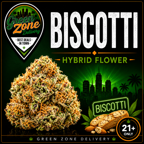 Biscotti Hybrid Flower Green Zone Delivery