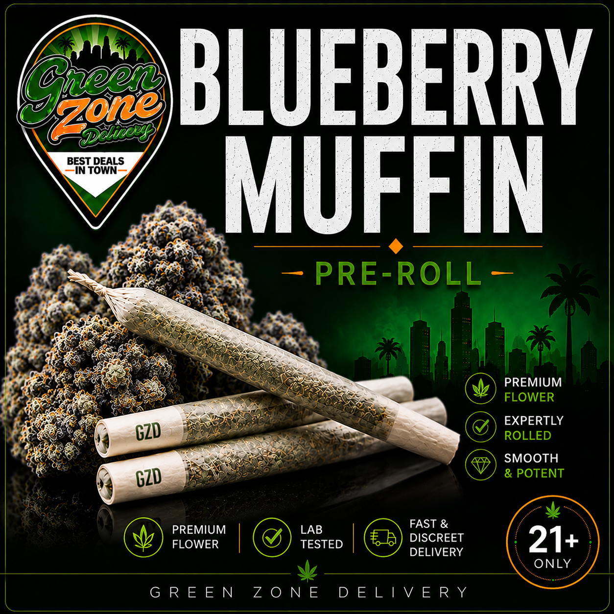 Blueberry Muffin Pre-Roll Green Zone Delivery product image