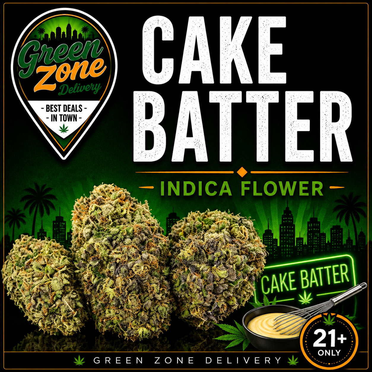 Cake Batter Indica Flower Green Zone Delivery