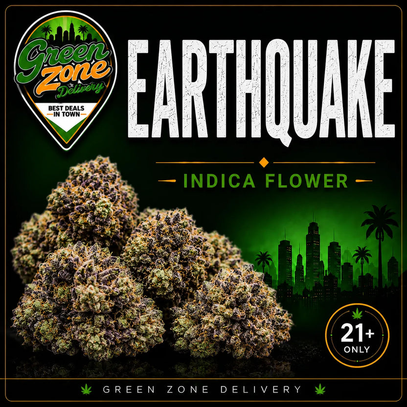 Earthquake Indica Flower Green Zone Delivery Product Image
