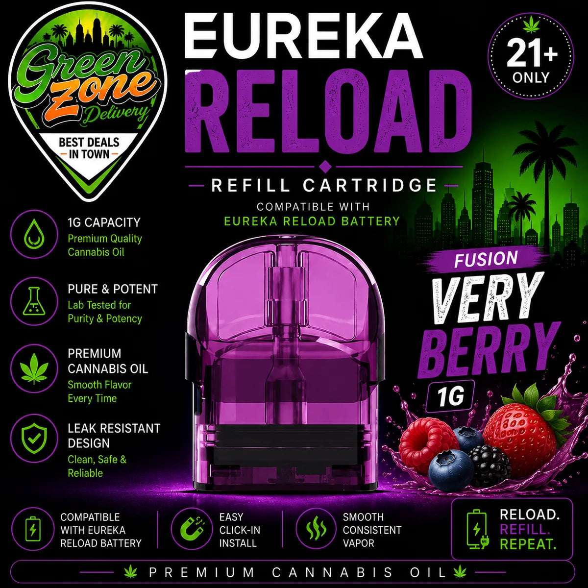 EUREKA RELOAD FUSION Very Berry 1g Green Zone Delivery Product Image