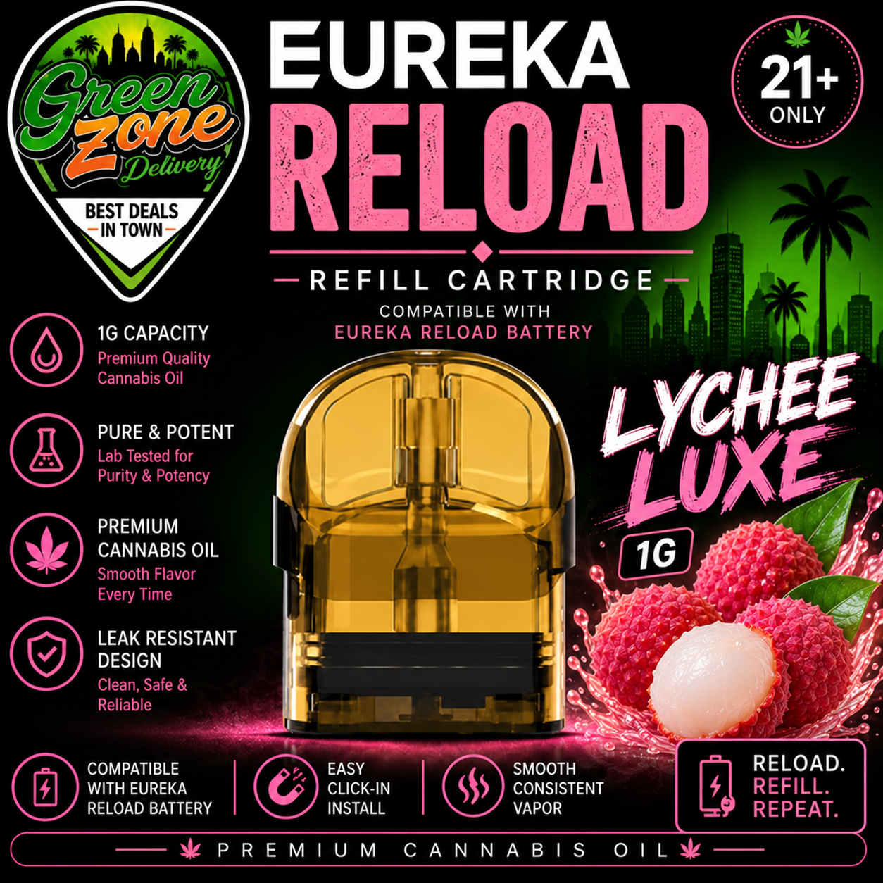 EUREKA RELOAD Lychee Luxe 1g Green Zone Delivery Product Image