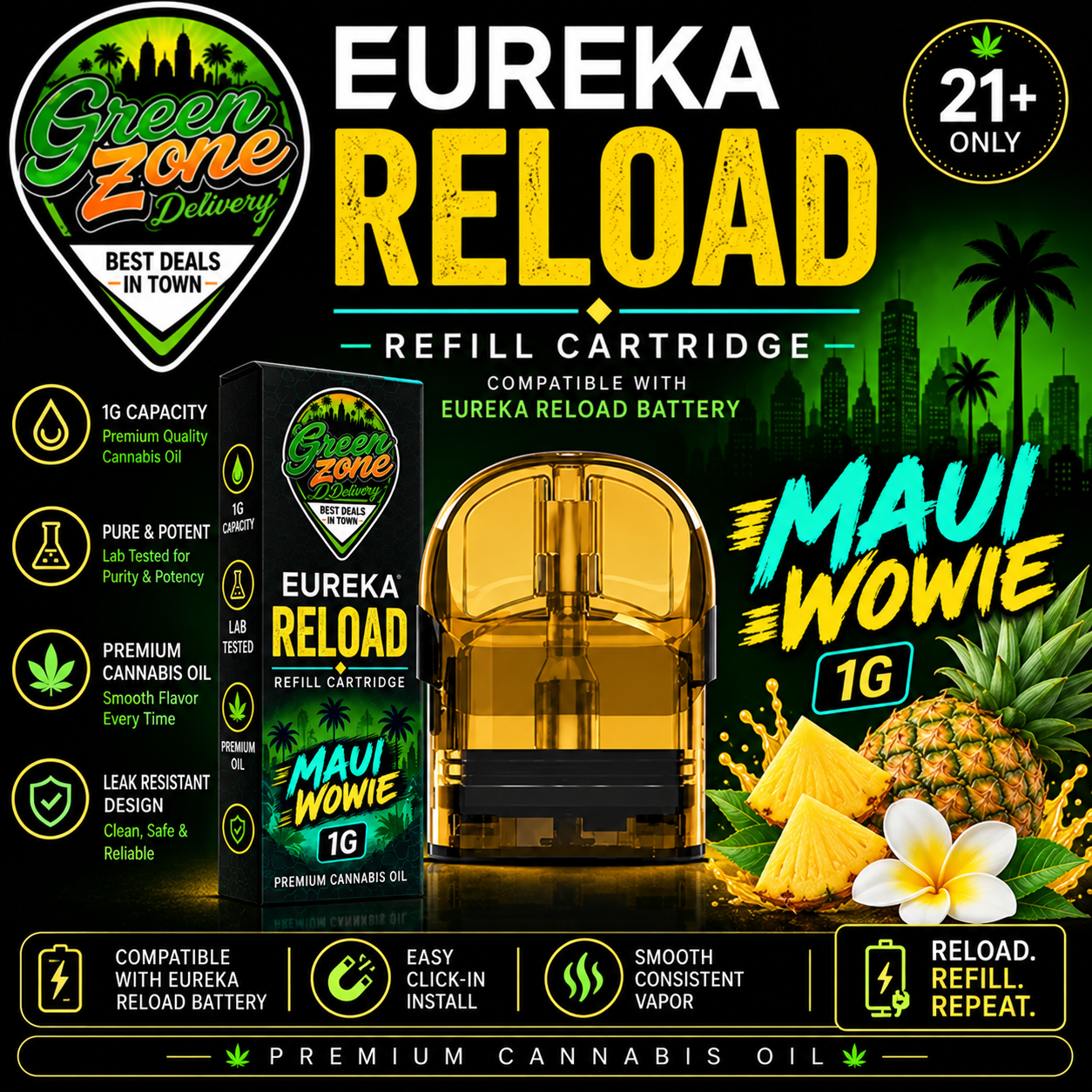 EUREKA RELOAD Maui Wowie 1g Green Zone Delivery Product Image