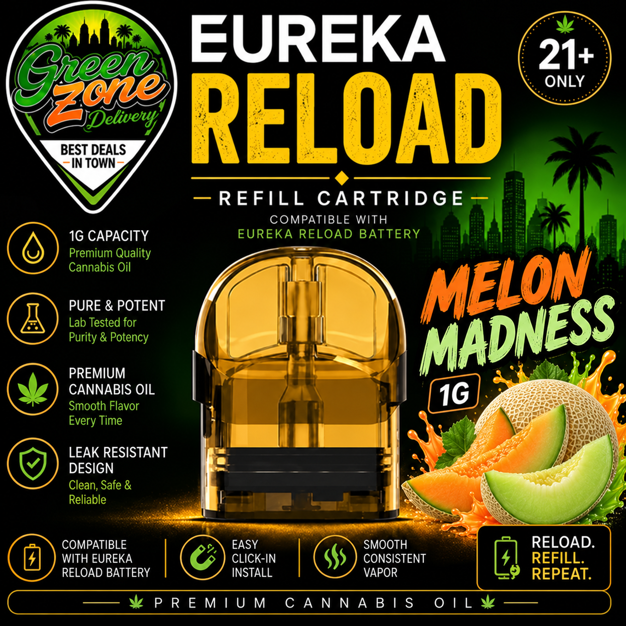 EUREKA RELOAD Melon Madness 1g Green Zone Delivery Product Image
