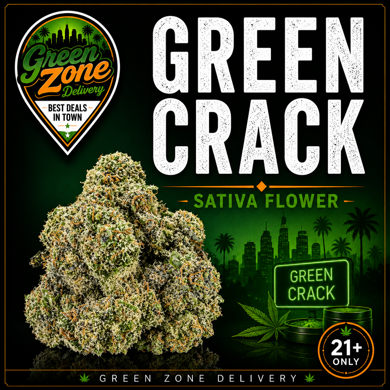 Green Crack Sativa Flower Green Zone Delivery