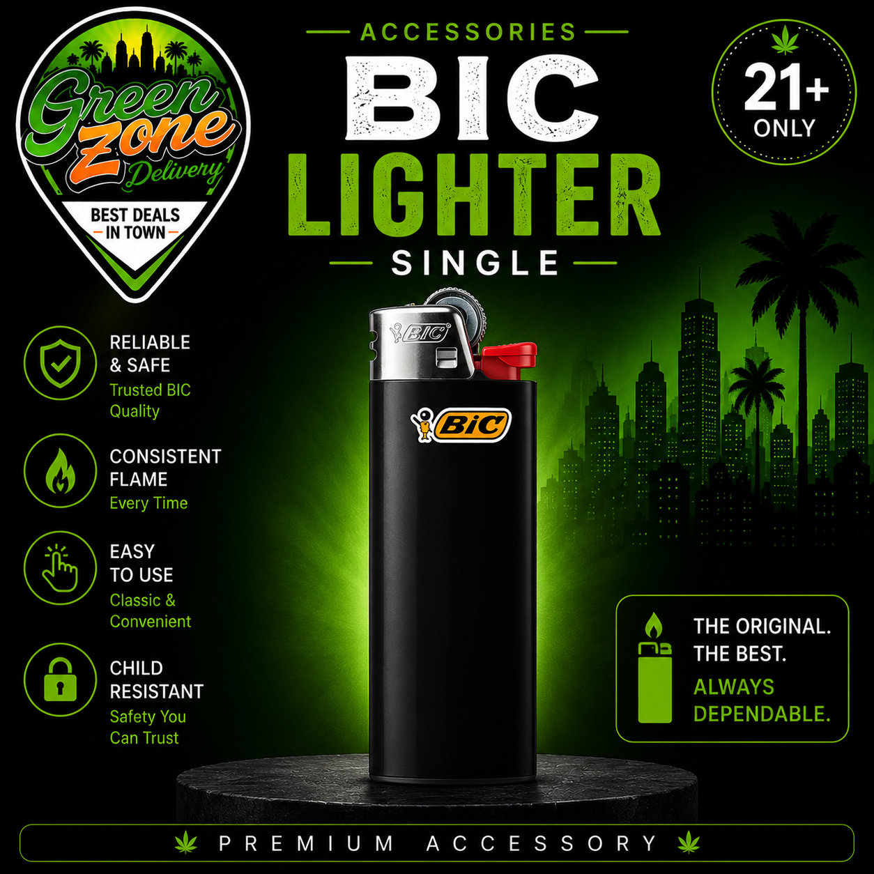BIC Lighter Single Green Zone Delivery Accessory Product Image