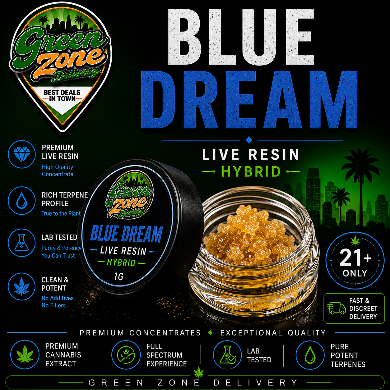 Blue Dream Live Resin Hybrid Green Zone Delivery Product Image