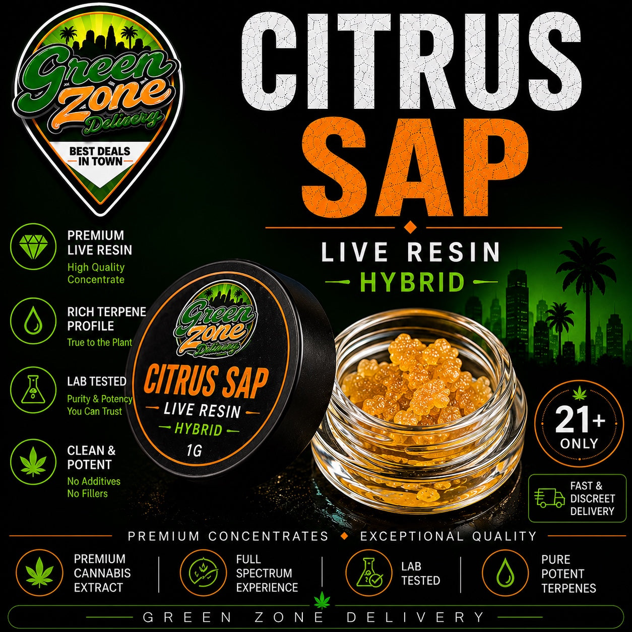 Citrus Sap Live Resin Hybrid Green Zone Delivery Product Image