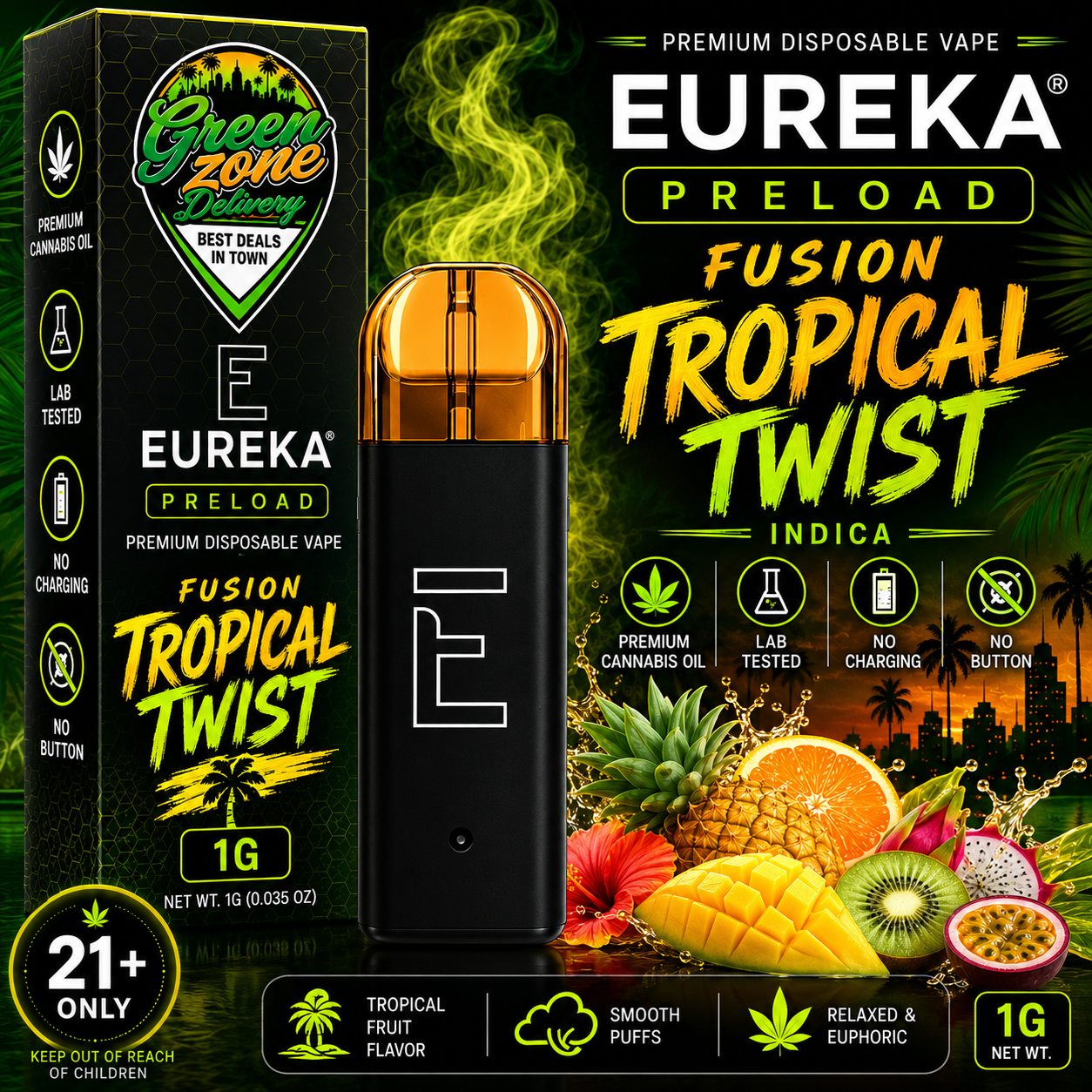 EUREKA PRELOAD FUSION Tropical Twist 1g Green Zone Delivery Product Image