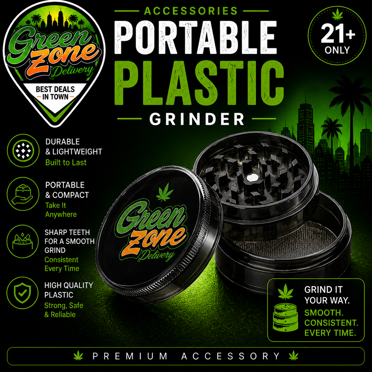 Portable Plastic Grinder Green Zone Delivery Accessory Product Image