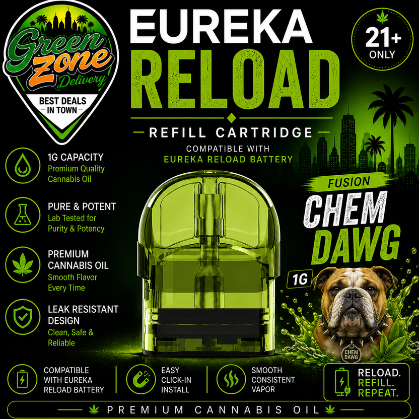EUREKA RELOAD FUSION Chem Dawg 1g Green Zone Delivery Product Image