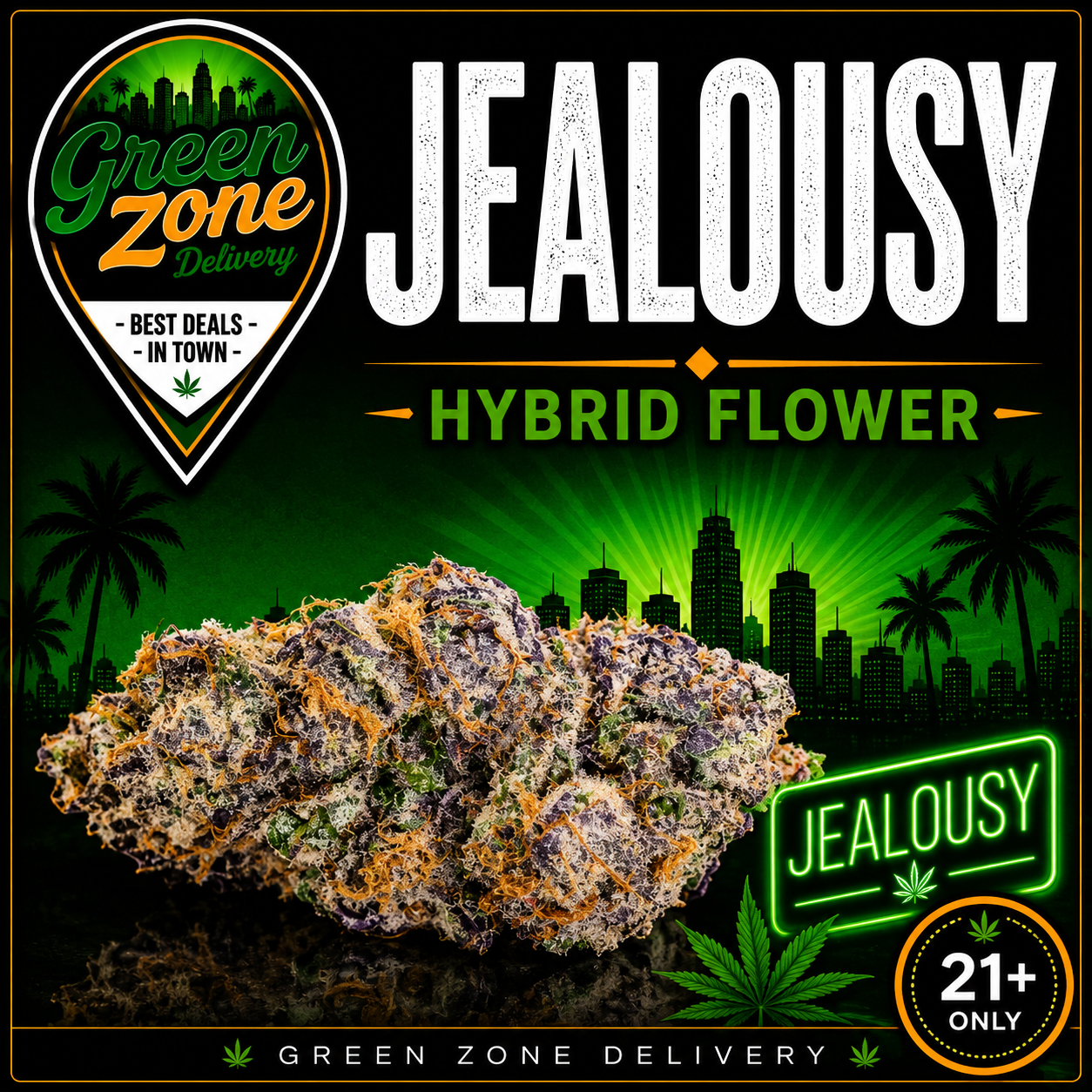 Jealousy Hybrid Flower Green Zone Delivery