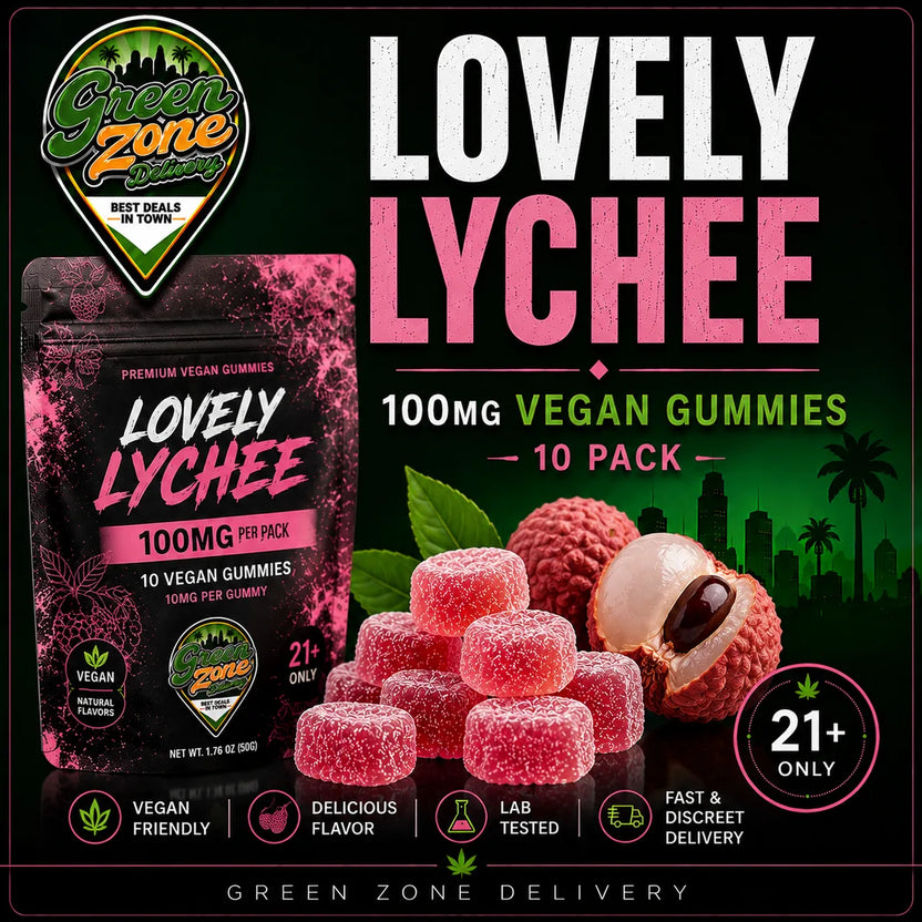 Lovely Lychee 100mg Vegan Gummies Green Zone Delivery Product Image