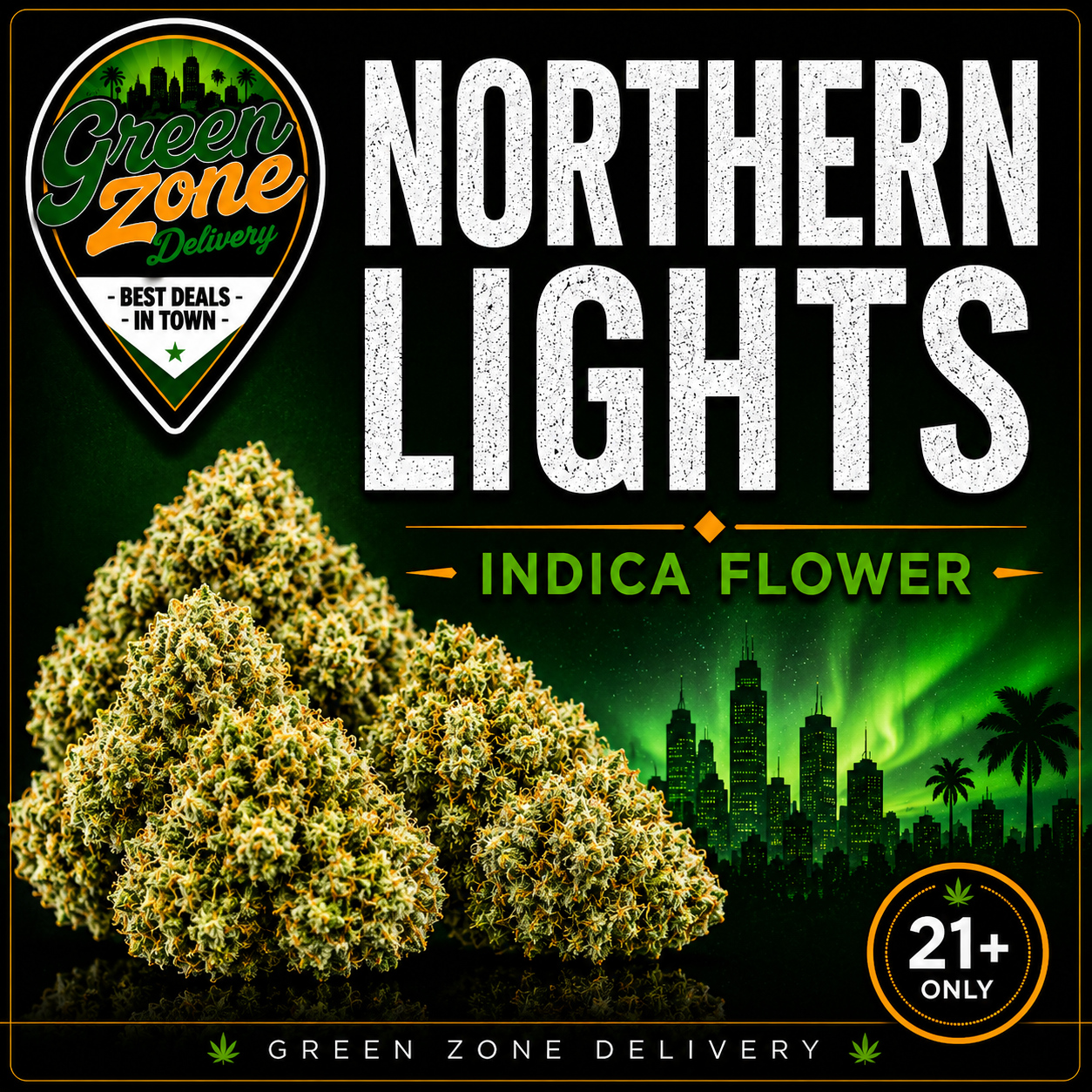 Northern Lights Indica Flower Green Zone Delivery