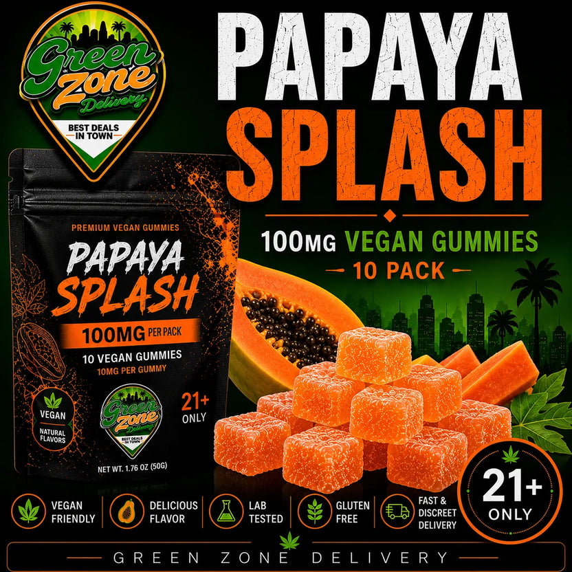 Papaya Splash 100mg Vegan Gummies Green Zone Delivery Product Image