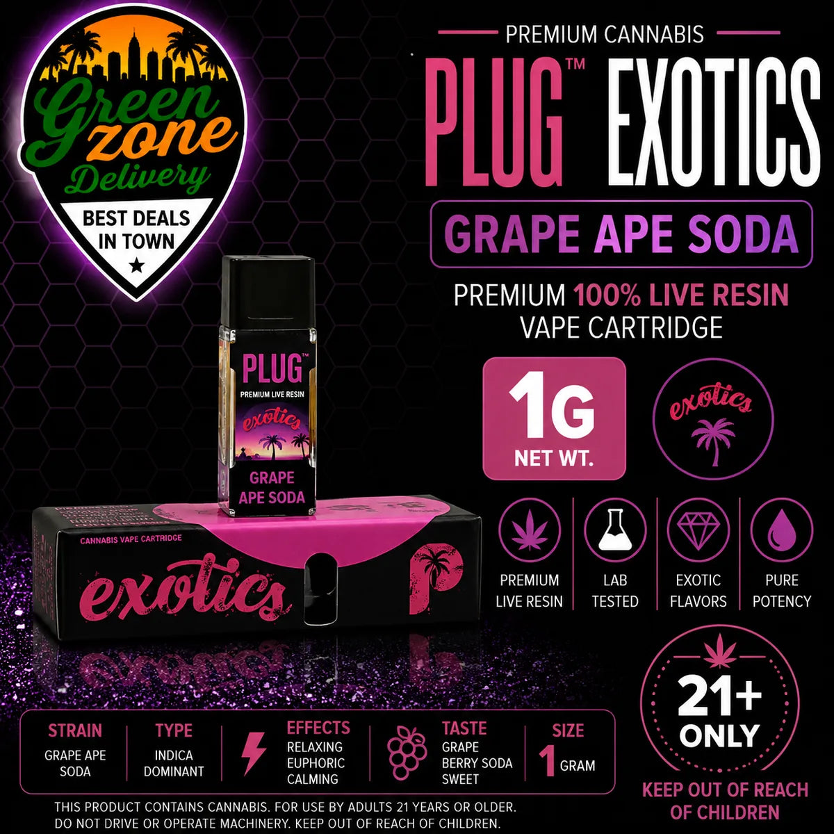 Plug Play Exotics Grape Ape Soda 1g vape product image