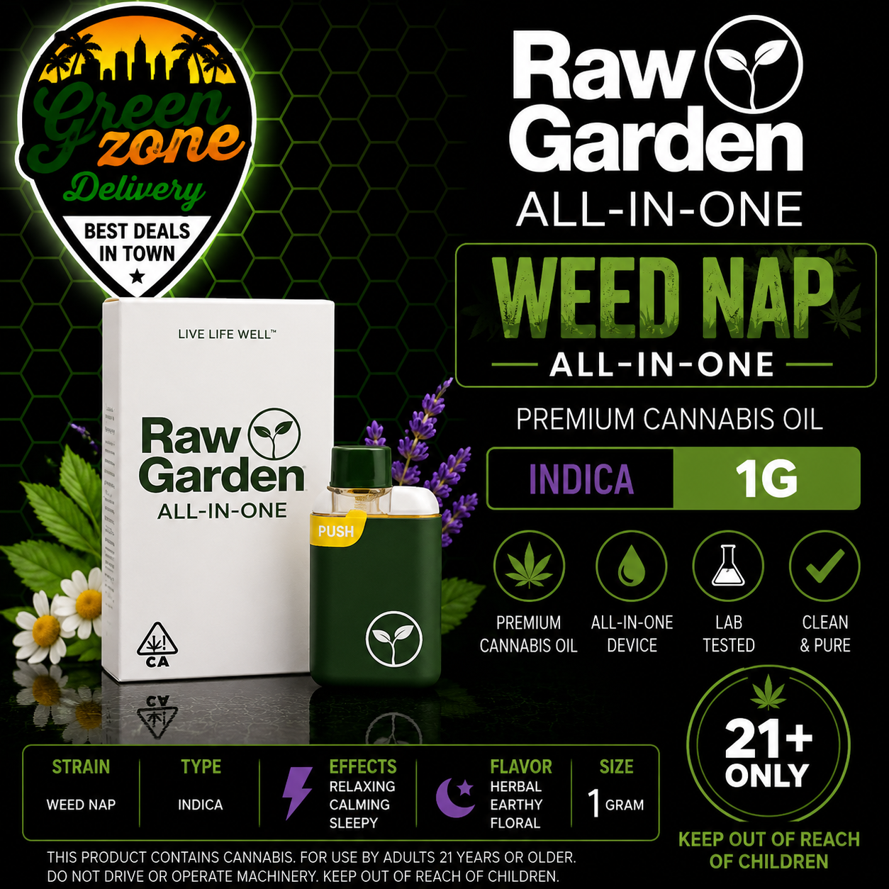 Raw Garden Weed Nap All-In-One 1g Indica product image