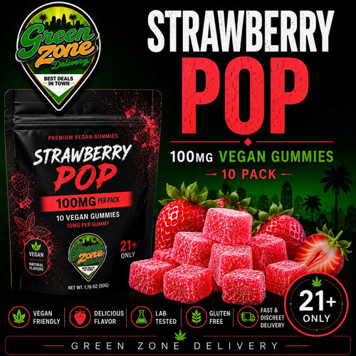 Strawberry Pop 100mg Vegan Gummies Green Zone Delivery Product Image