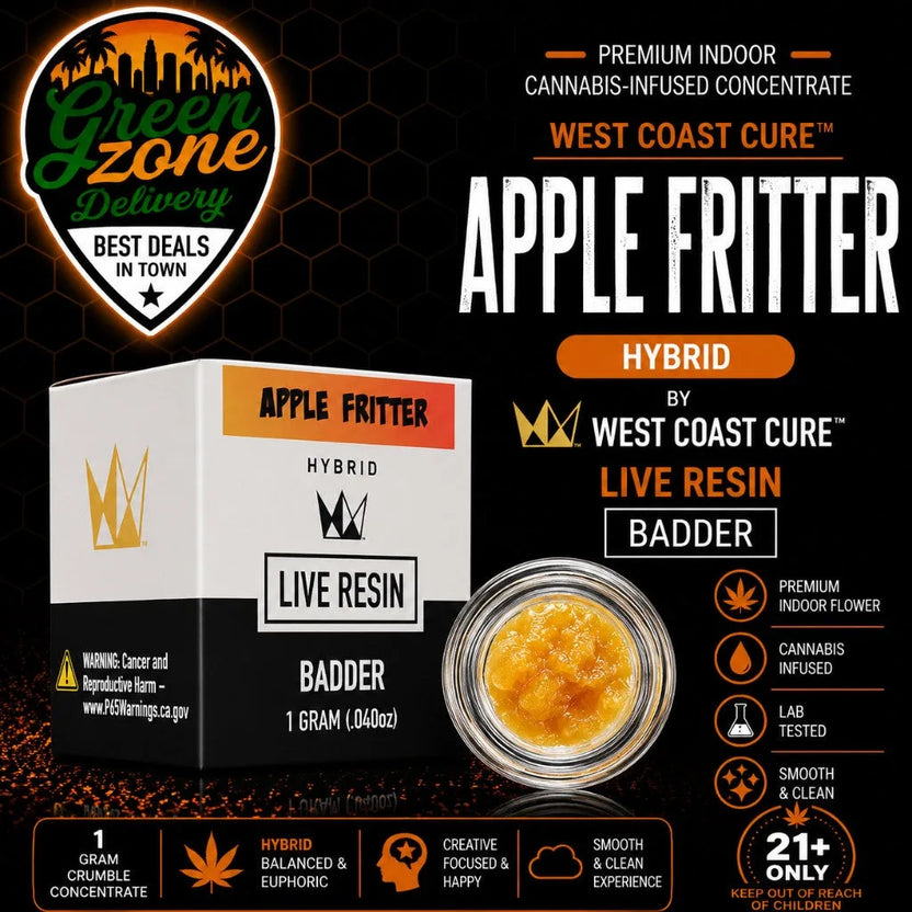 West Coast Cure Apple Fritter Live Resin Badder 1g Green Zone Delivery Product Image