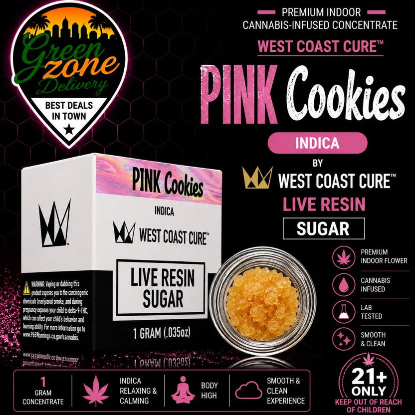 West Coast Cure Pink Cookies Live Resin Sugar — 1 gram Indica concentrate