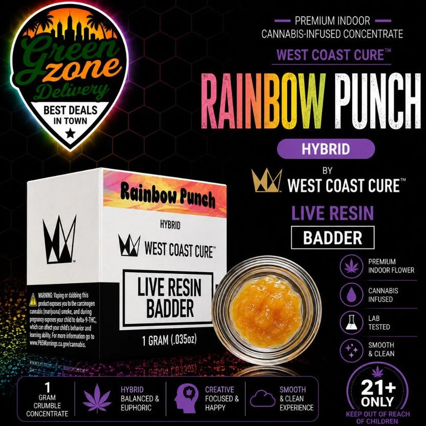 West Coast Cure Rainbow Punch Live Resin Badder — 1 gram Hybrid concentrate