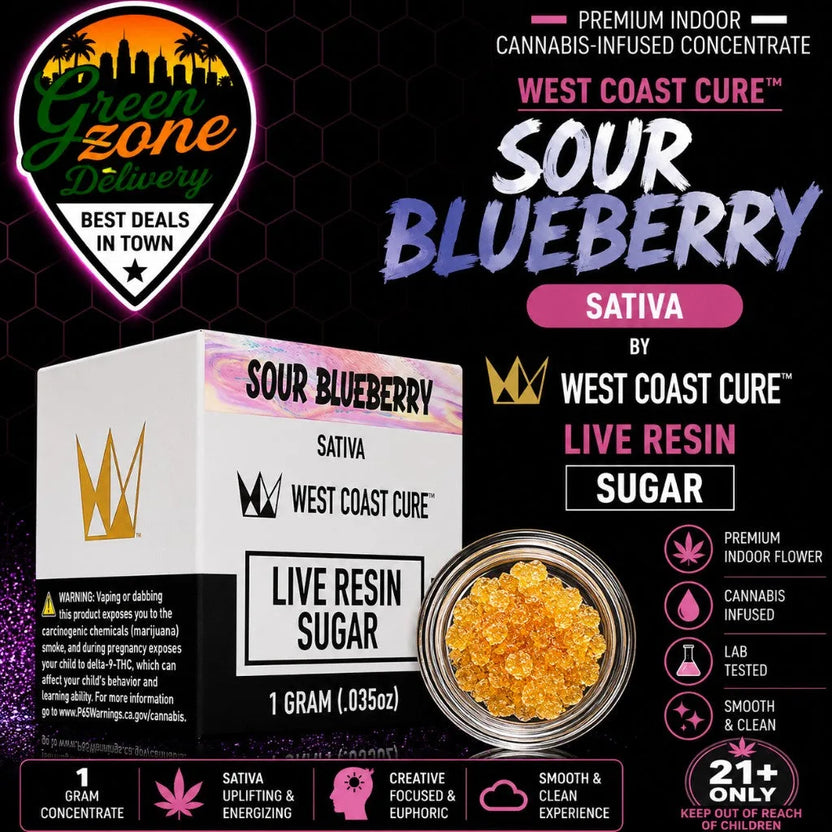 West Coast Cure Sour Blueberry Live Resin Sugar — 1 gram Sativa concentrate