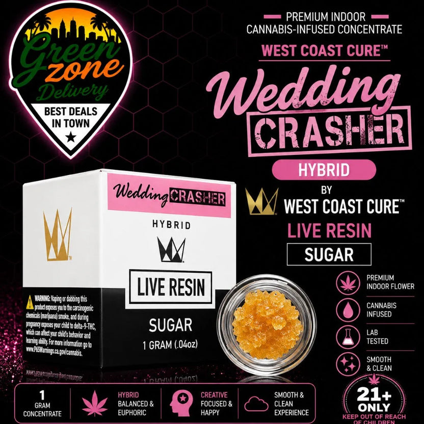 West Coast Cure Wedding Crasher Live Resin Sugar — 1 gram Hybrid concentrate