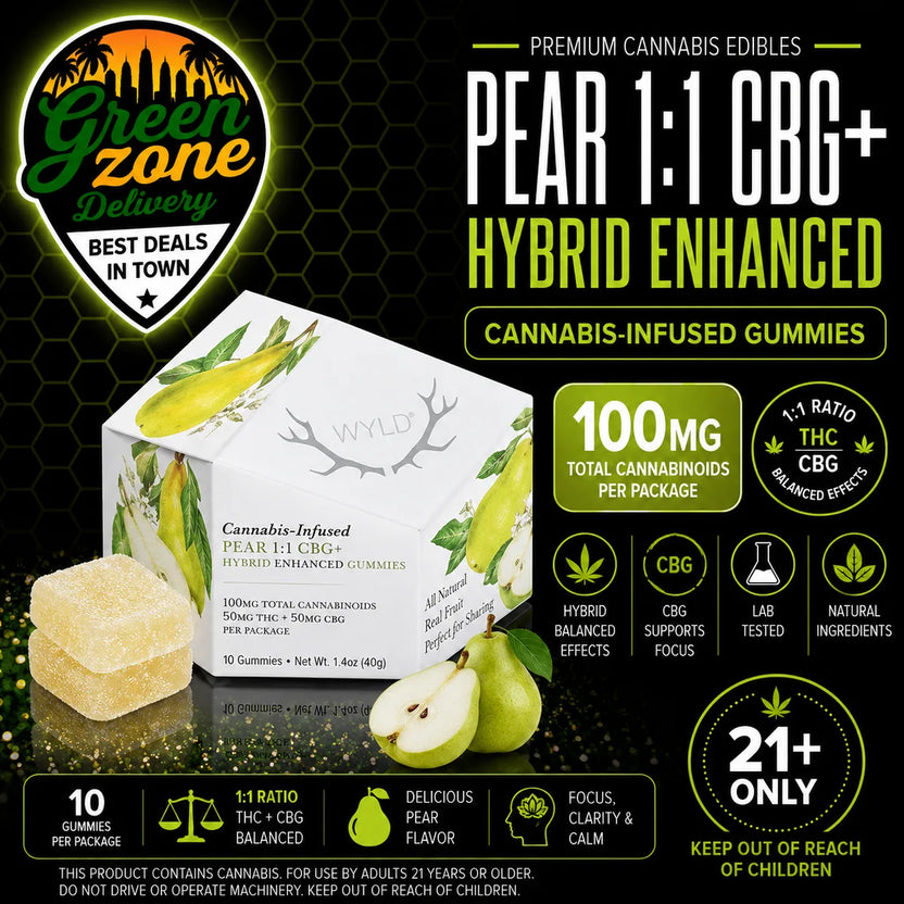 WYLD Pear 1:1 CBG Hybrid Enhanced Gummies 100mg product image