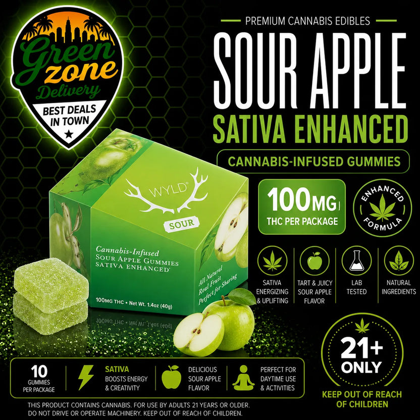 WYLD I Sour Apple Sativa Enhanced Gummies | 100mg
